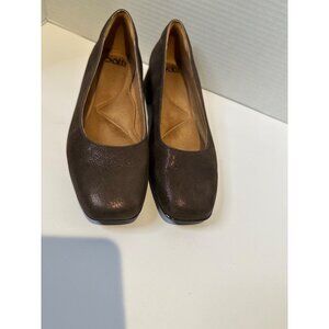 Dada Metallic Leather Block Heel Shoes Size 6 | Comfy Chic Workwear Staple